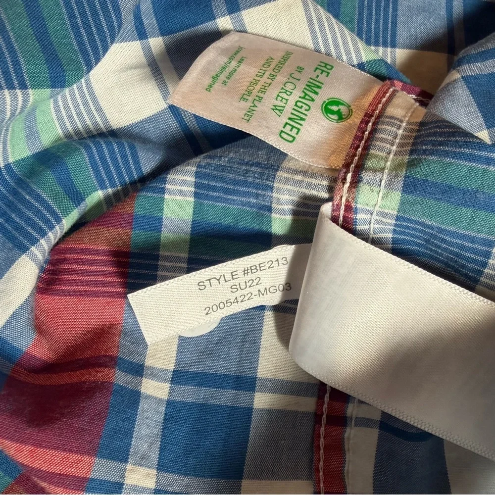J. Crew Men's Red and Blue Plaid Casual Shirt NWOT XL